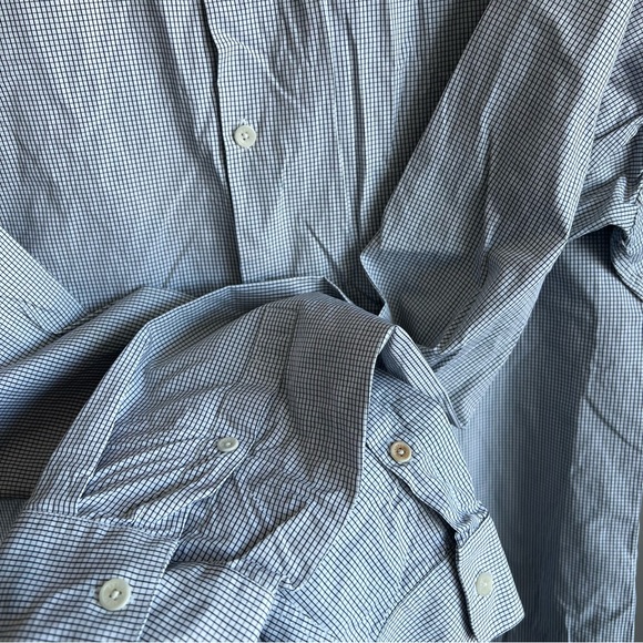 🌟2xHP Sandro Paris Classic Fit Dress Shirt | Navy Blue White Checkered |Size XL - Picture 5 of 9